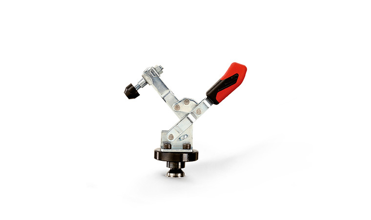Vertical toggle clamp with adaptor and countersunk screw